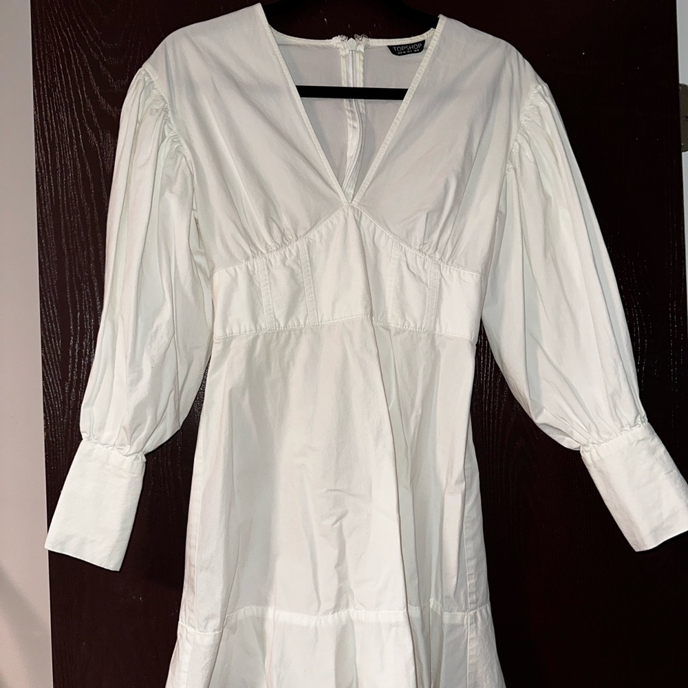 Topshop Cream V-Neck Dress